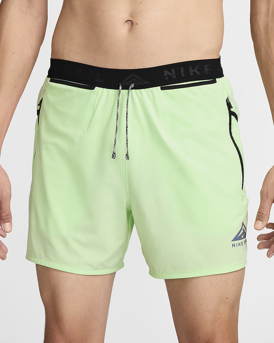 Nike Trail Second Sunrise Men's Dri-FIT 13cm (approx.) Brief-Lined Running Shorts - Vapour Green/Vapour Green/Black