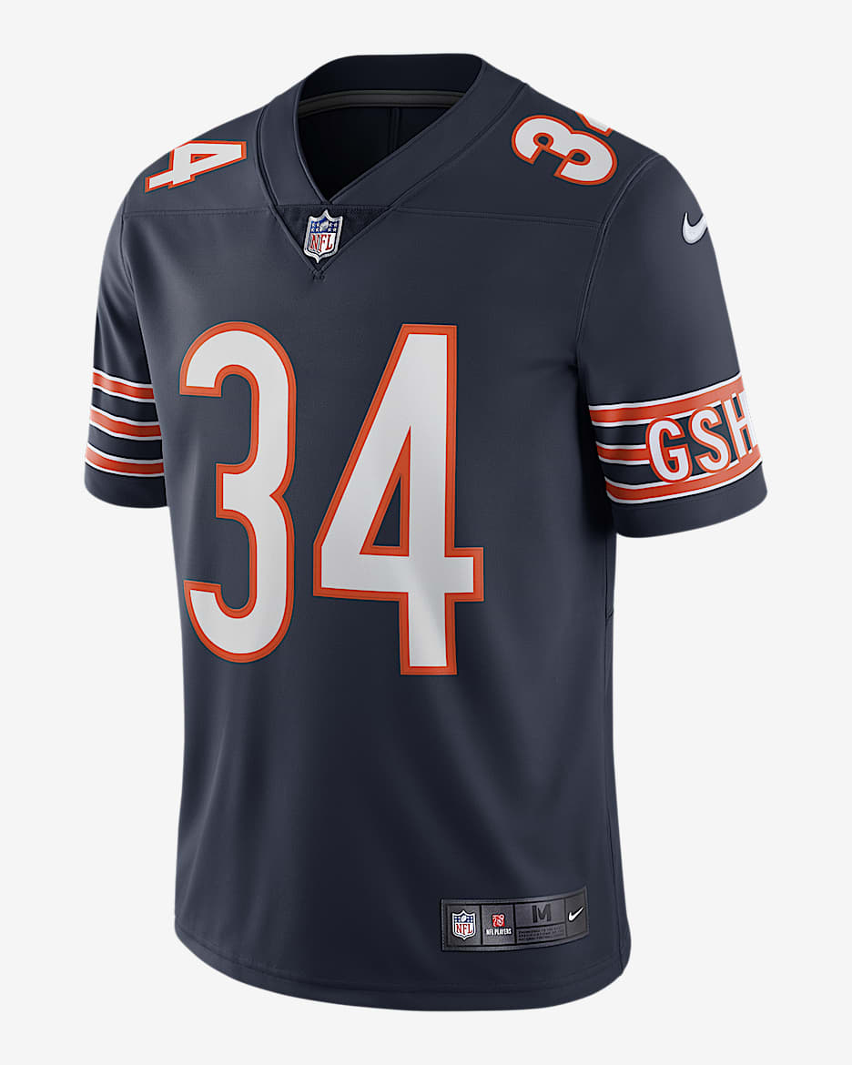 Camiseta de fútbol americano edición limitada para hombre NFL Chicago Bears Nike Vapor Untouchable (Walter Payton) - Marino
