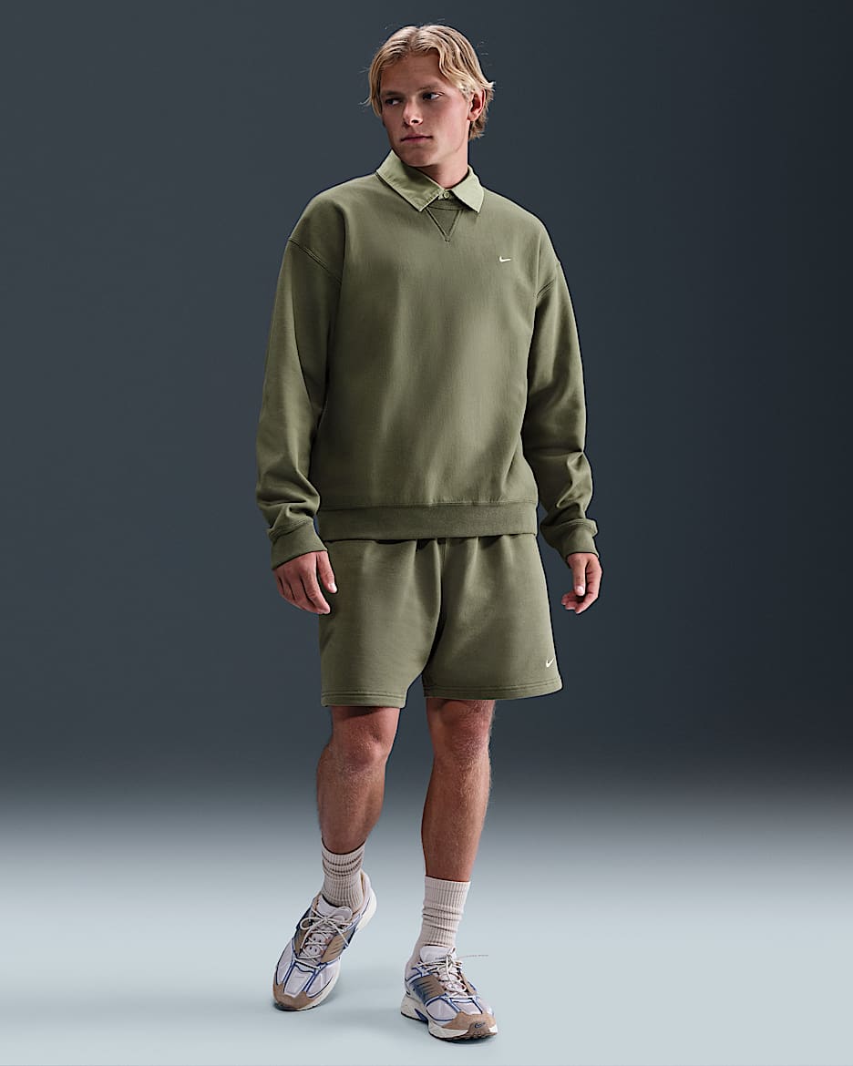 Nike Solo Swoosh Men's French Terry Shorts - Medium Olive/White