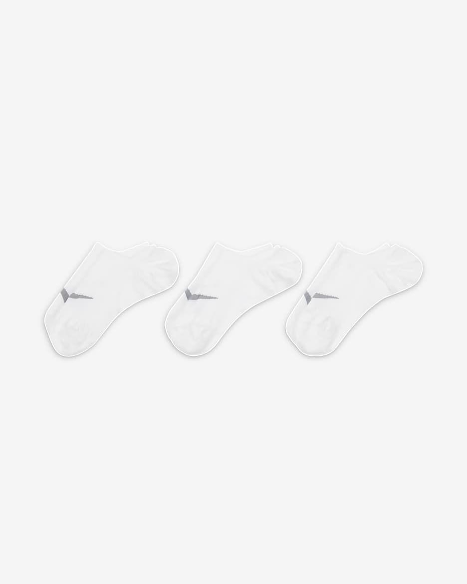 Nike Everyday Plus Lightweight Women's Training Footie Socks (3 Pairs) - White/Wolf Grey