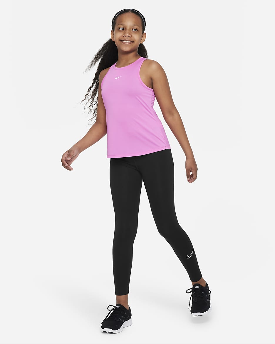 Nike One singlet til store barn (jente) - Playful Pink/Hvit