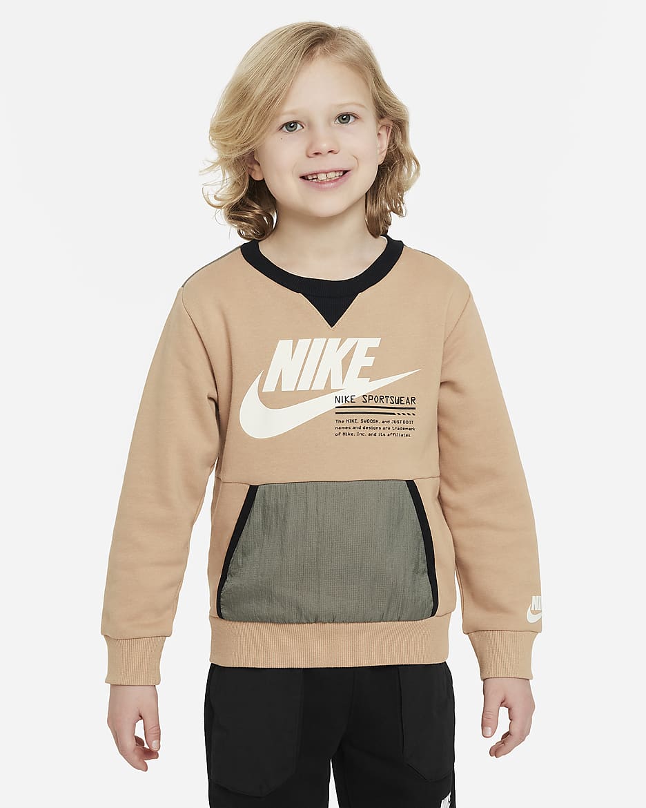 Nike Sportswear Paint Your Future Little Kids' French Terry Crew - Hemp