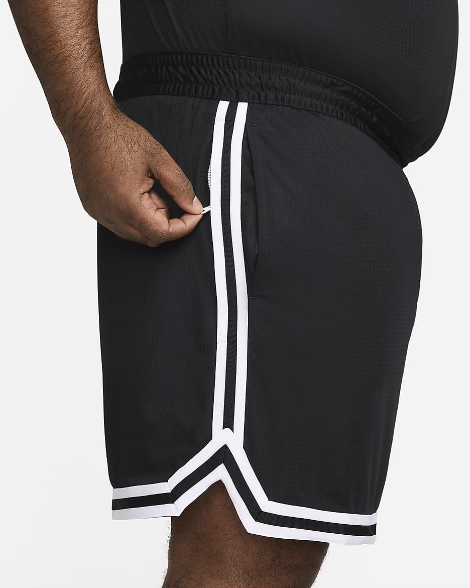 Shorts de básquetbol Dri-FIT de 15 cm para hombre Nike DNA - Negro/Blanco/Blanco