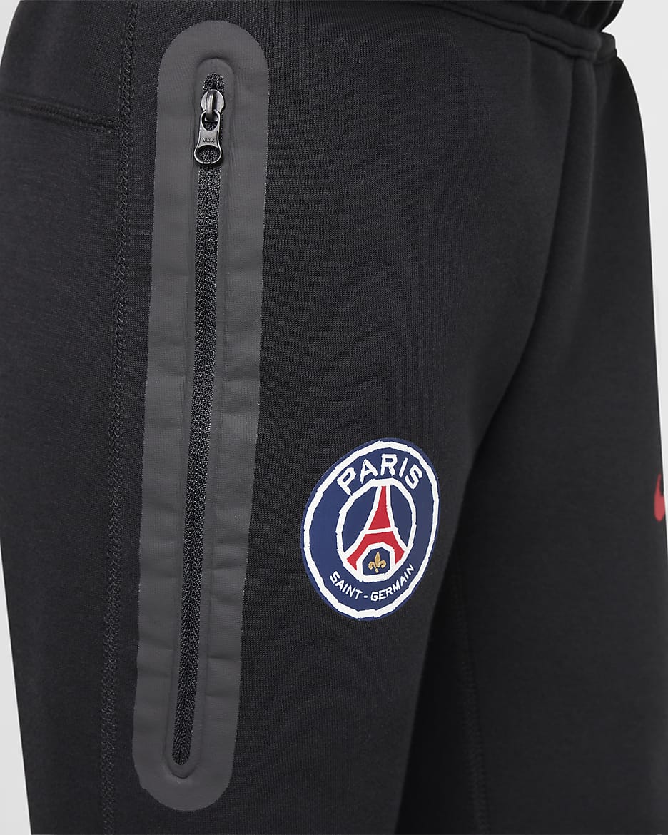 Pantalon Nike Football Paris Saint-Germain Tech Fleece pour ado (garçon) - Noir/University Red