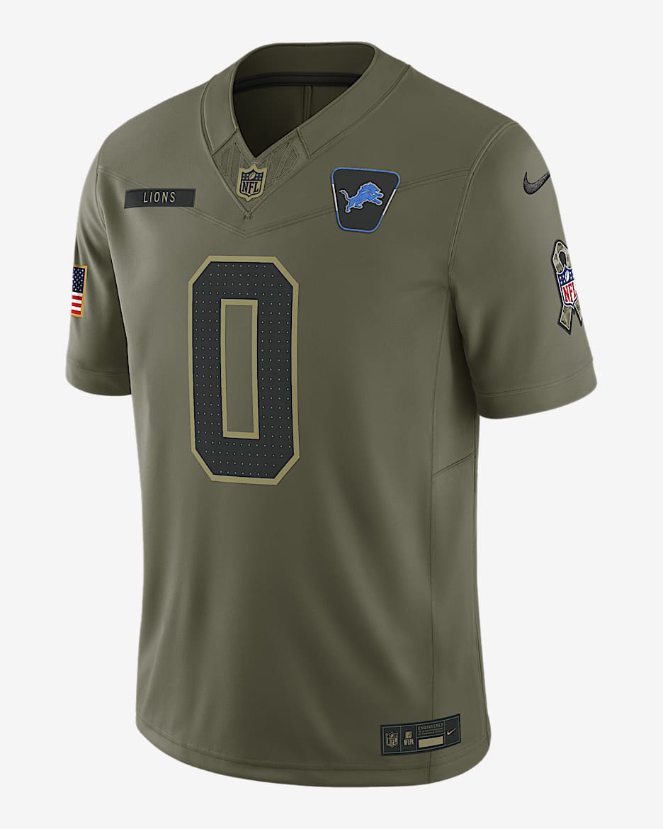 Jahmyr Gibbs Detroit Lions Salute to Service Men's Nike Dri-FIT NFL Limited Jersey - Medium Olive