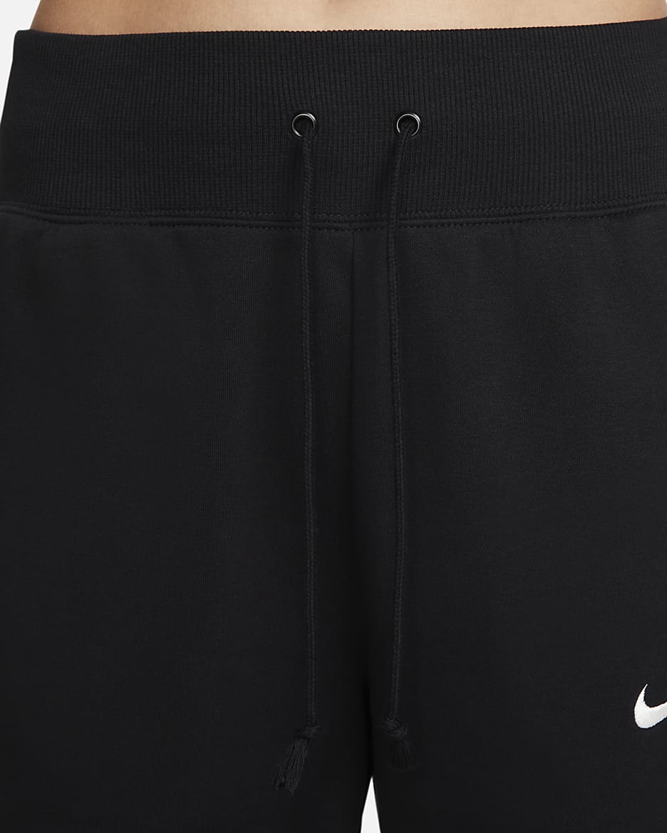 Korte Nike Sportswear Phoenix Fleece-sweatpants med høj talje til kvinder - sort/Sail