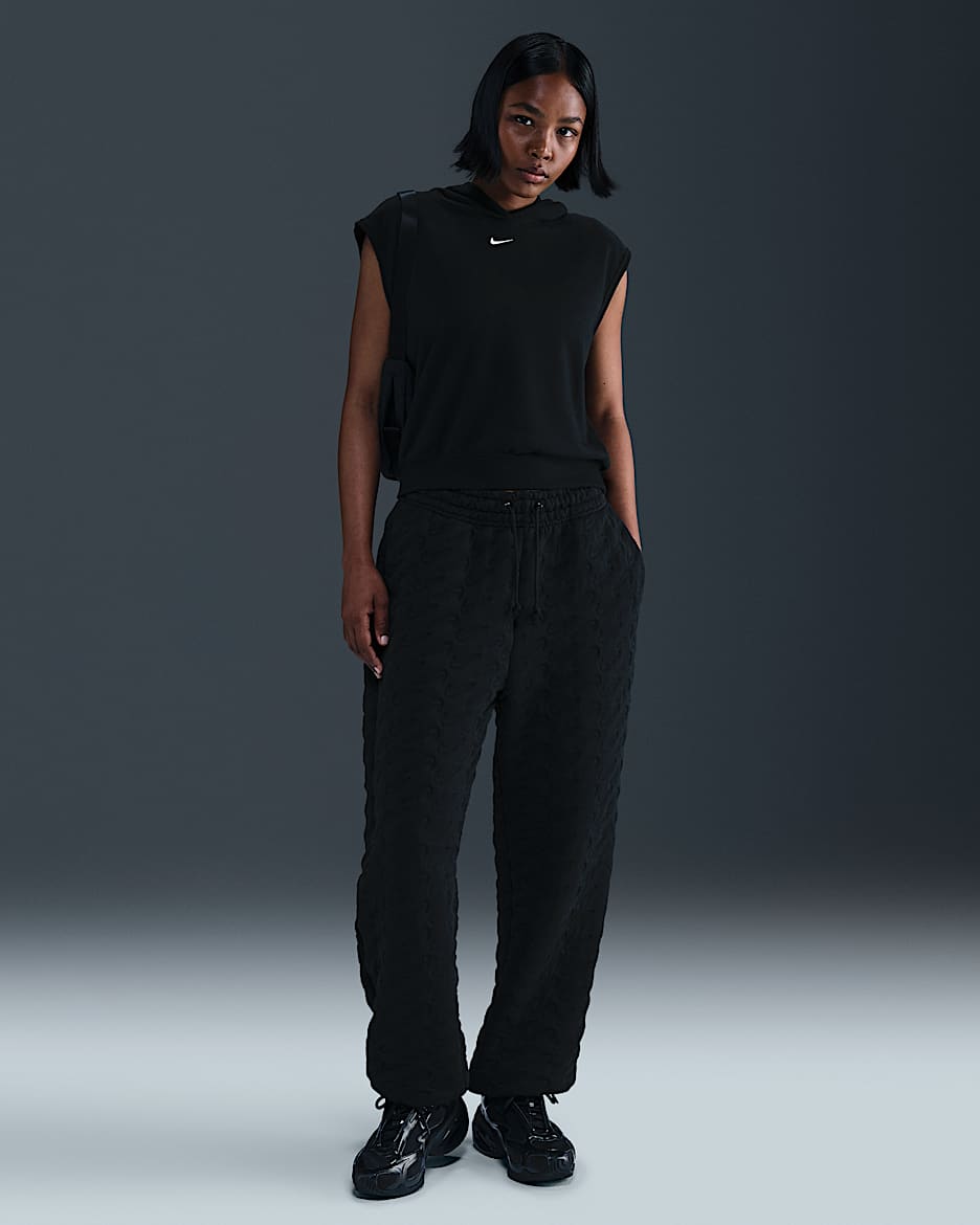 Pants de jacquard de tiro alto oversized para mujer Nike Sportswear Phoenix Fleece - Negro/Antracita