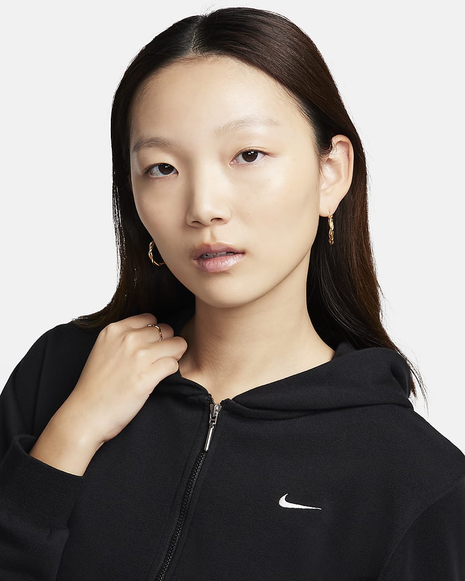 Nike Sportswear Chill Terry Women's Loose Full-Zip French Terry Hoodie - Black/Sail