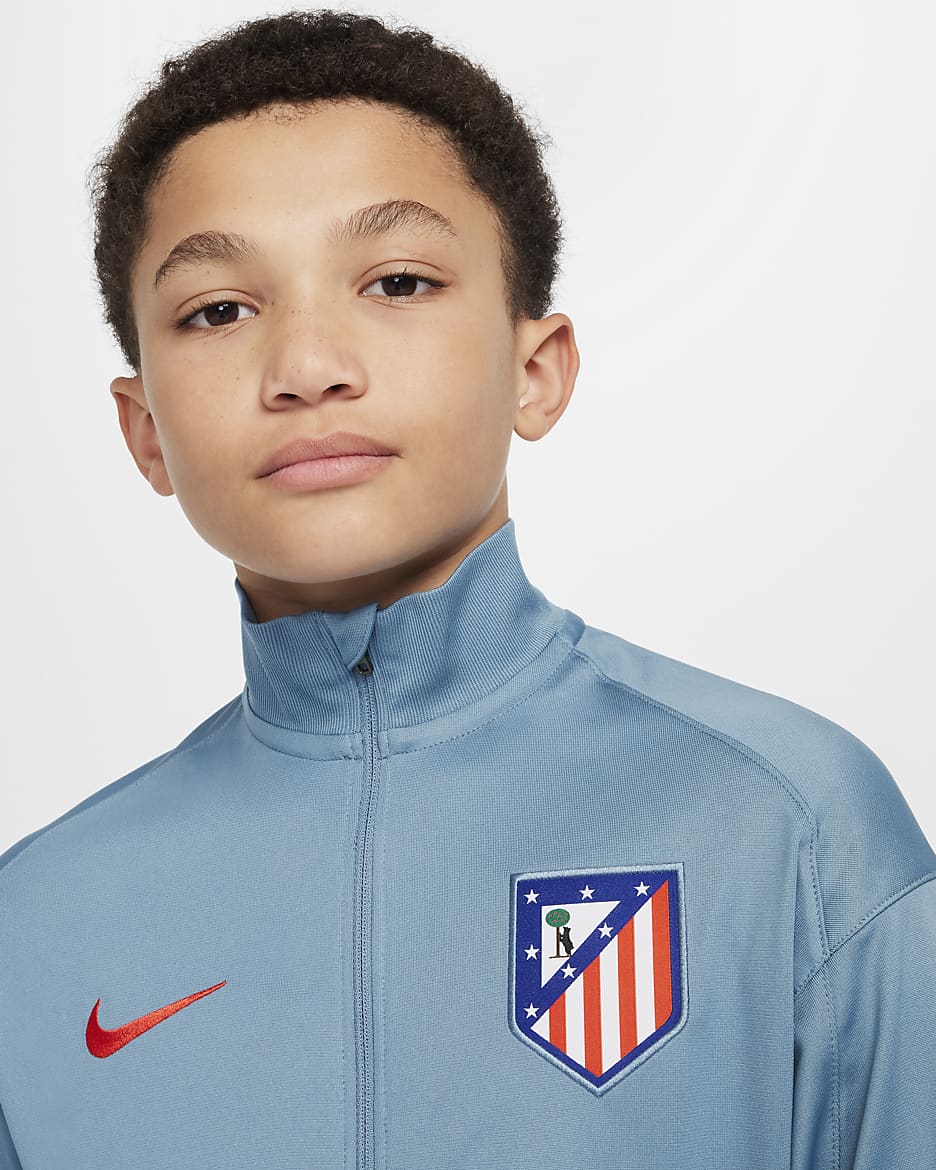 Atlético Madrid Strike Nike Dri-FIT knit voetbaltrainingspak voor kids - Noise Aqua/Flat Pewter/Light Iron Ore/Light Crimson