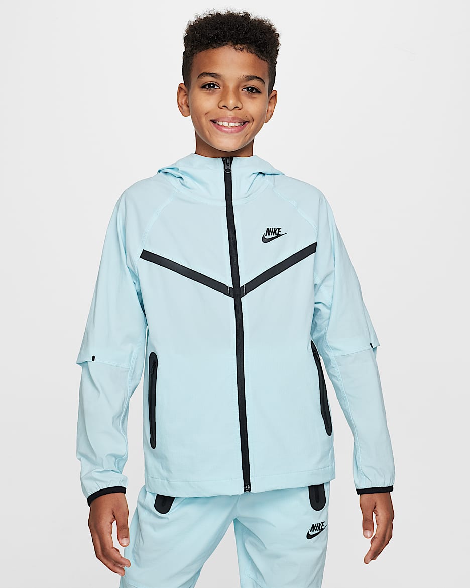 Nike Tech geweven jongensjack - Glacier Blue/Glacier Blue/Zwart
