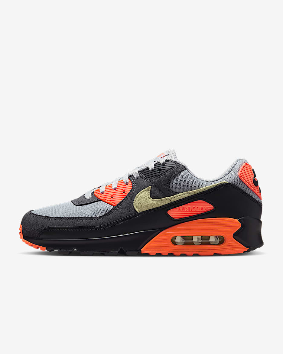Sapatilhas Nike Air Max 90 para homem - Cinzento Smoke claro/Carmesim Hyper/Preto/Limelight