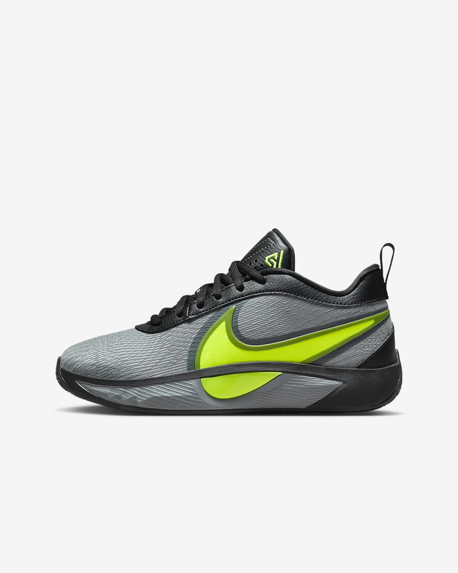 Tenis de básquetbol para niños grandes Giannis Freak 6 - Negro/Volt/Volt/Gris azulado