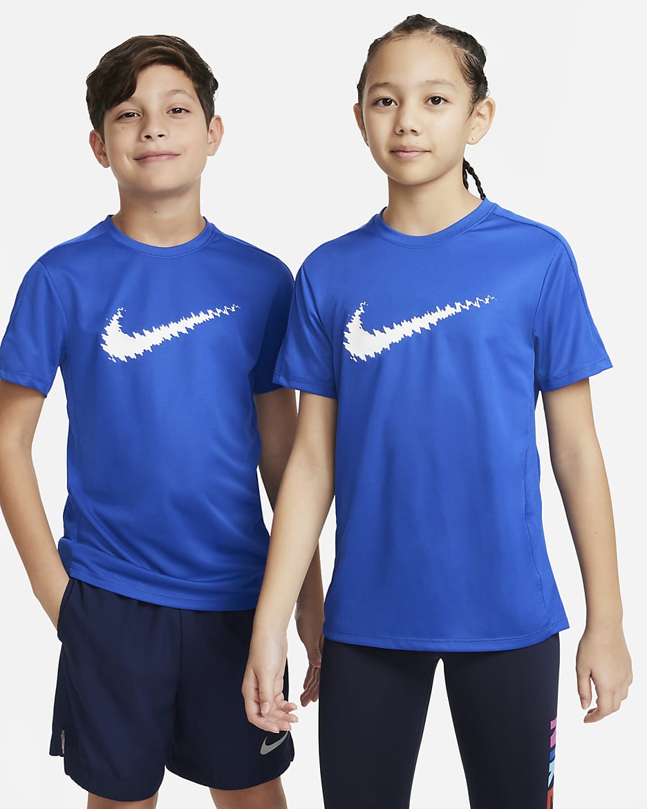 Nike Dri-FIT Trophy Older Kids' Graphic Short-Sleeve Training Top - Game Royal/White