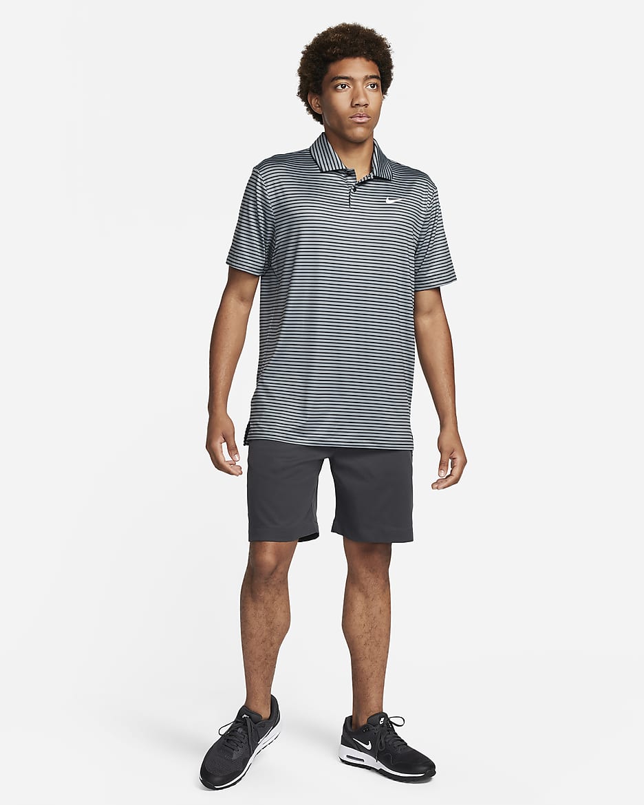 Nike Tour Men's Dri-FIT Striped Golf Polo - Smoke Grey/White