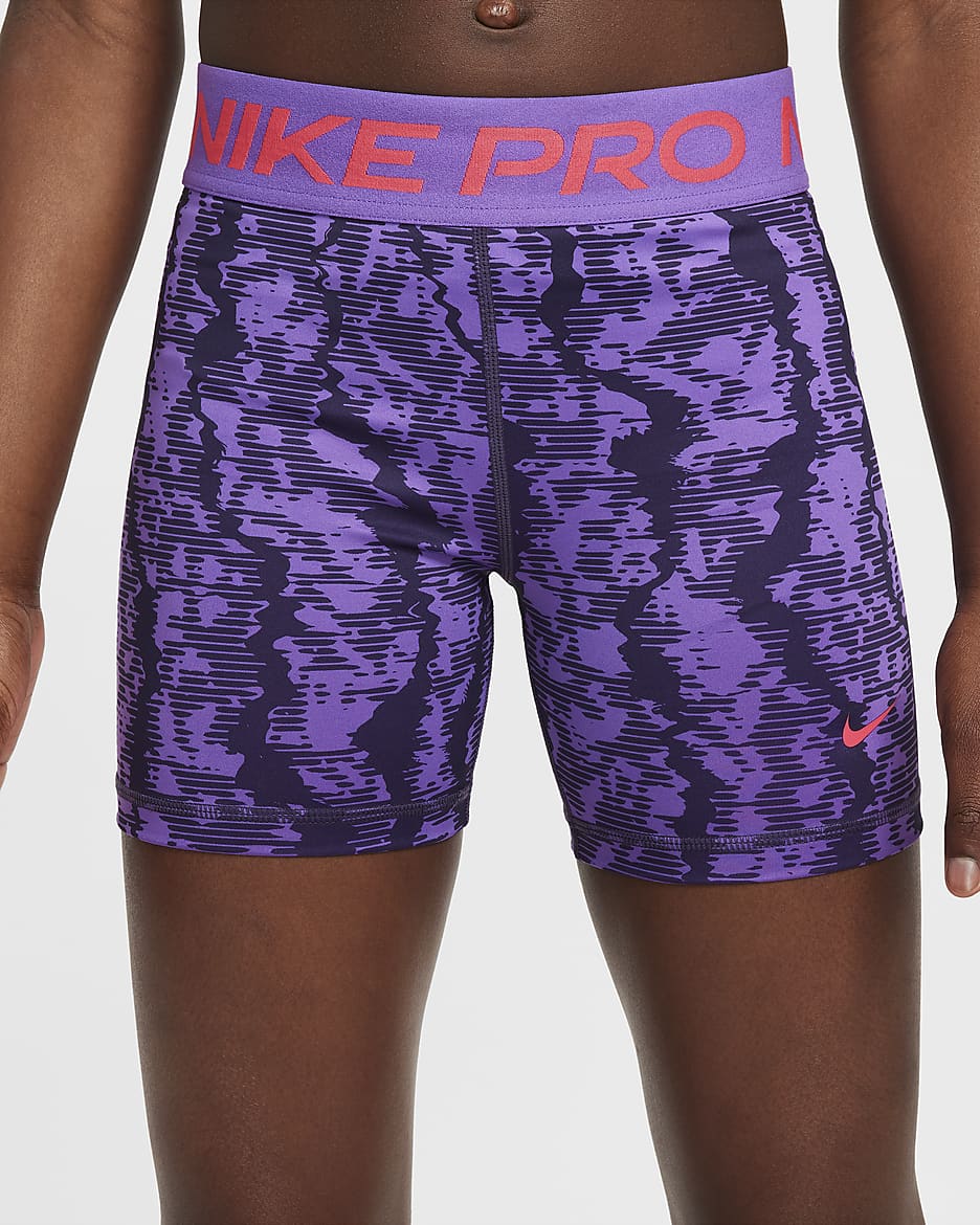 Nike Pro Dri-FIT 8 cm-es rövidnadrág lányoknak - Dark Raisin/Black Raspberry/Aster Pink