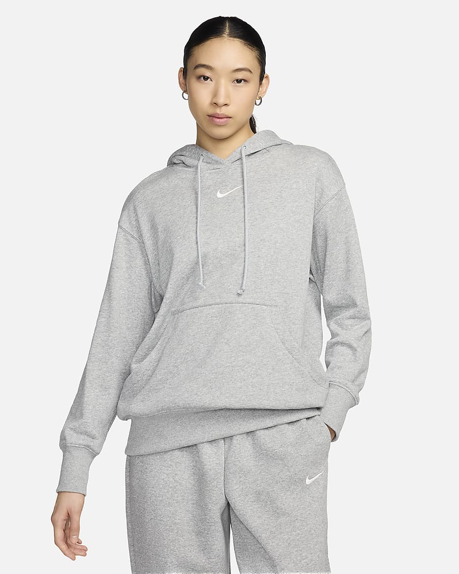 Nike Sportswear Phoenix Fleece Women's Oversized Pullover French Terry Hoodie - Dark Grey Heather/Sail