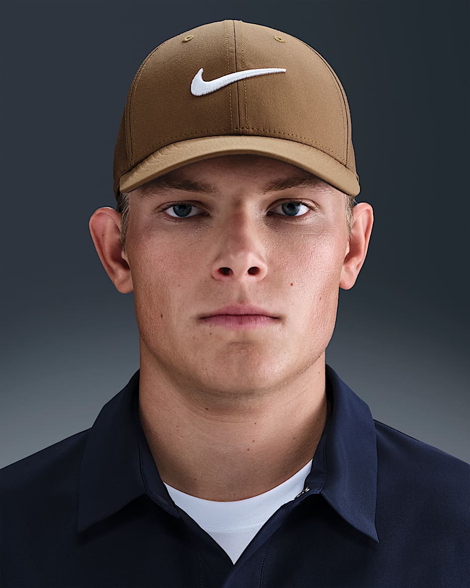 Nike Dri-FIT Club Structured Swoosh Cap - Mosswood Brown/White