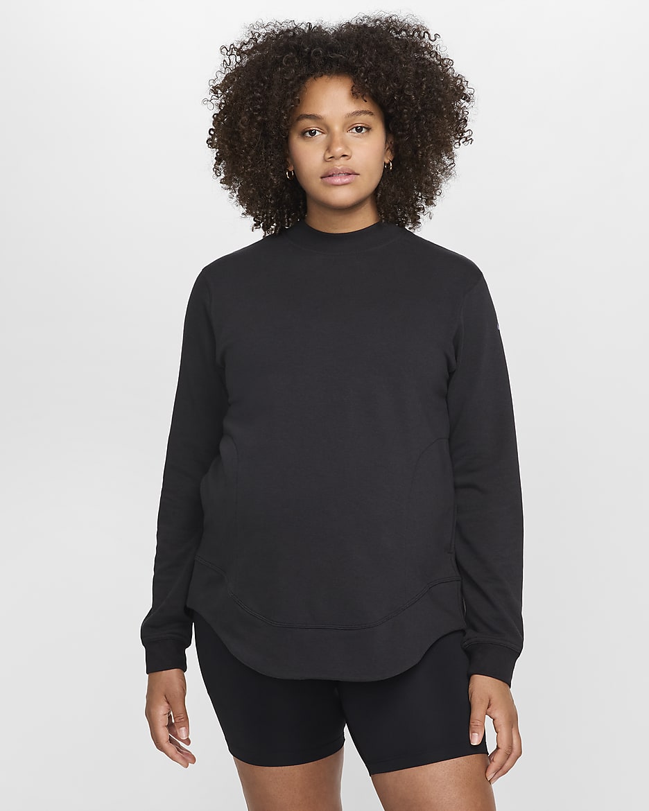 Sudadera reversible de tejido French Terry para mujer (Maternity) Nike (M) One - Negro