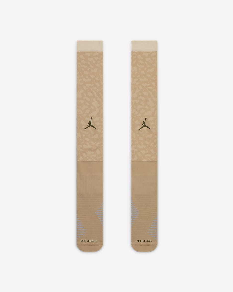 Paris Saint-Germain Strike Fourth Jordan Knee-High Football Socks - Hemp/Sand Drift/Rough Green