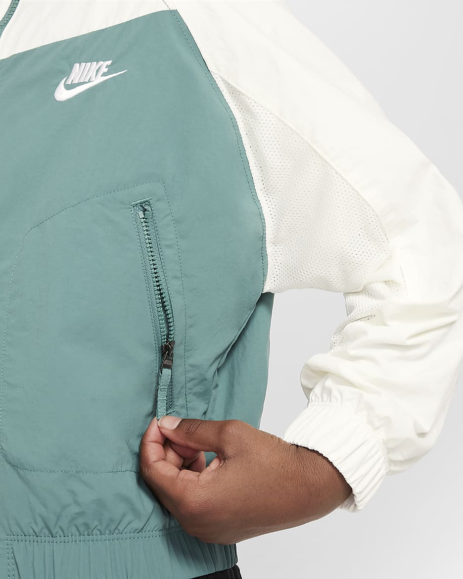 เสื้อแจ็คเก็ตแบบทอซิปยาวเด็กโต Nike Sportswear Amplify - Bicoastal/Sail/ขาว