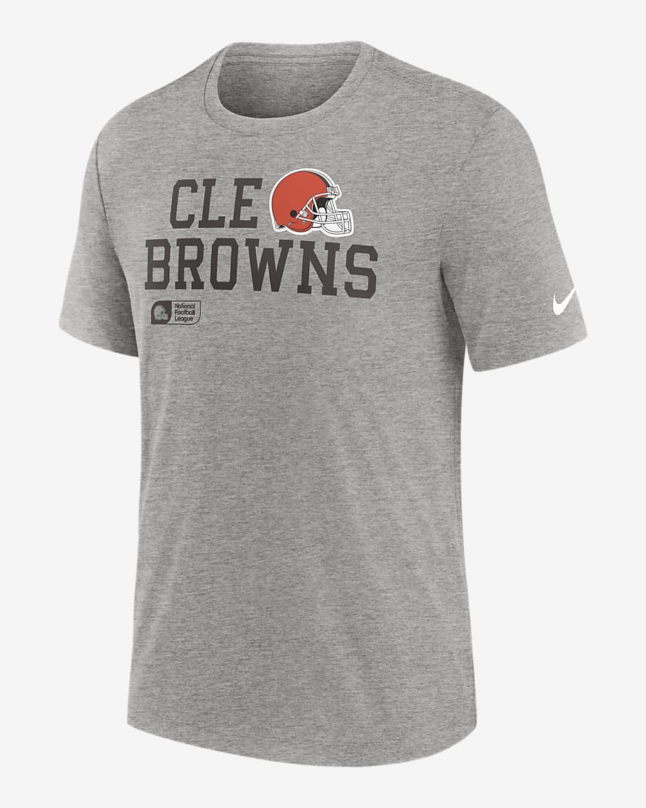 Cleveland Browns Overlap Lockup Men's Nike NFL T-Shirt - Grey Heather