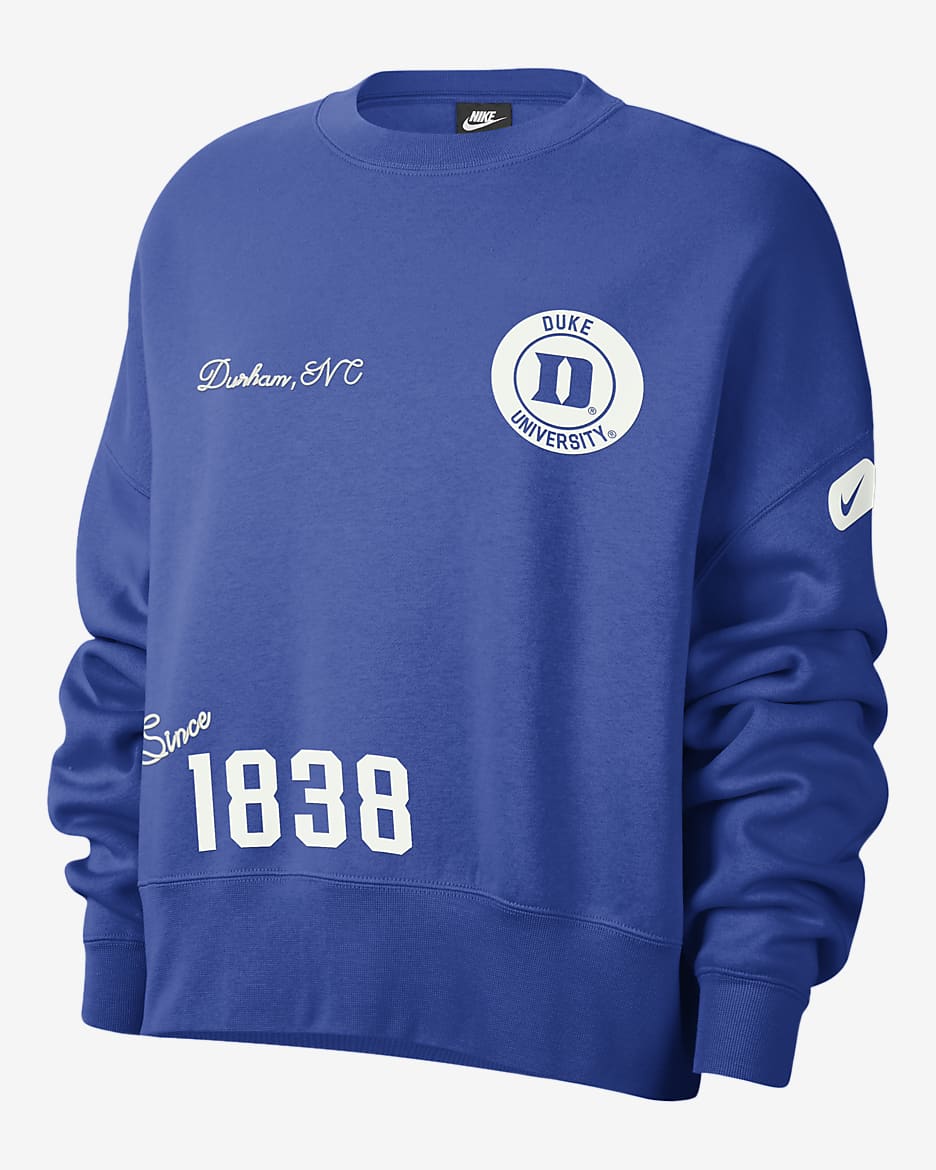 Duke Women's Nike College Crew-Neck Sweatshirt - Game Royal/Summit White