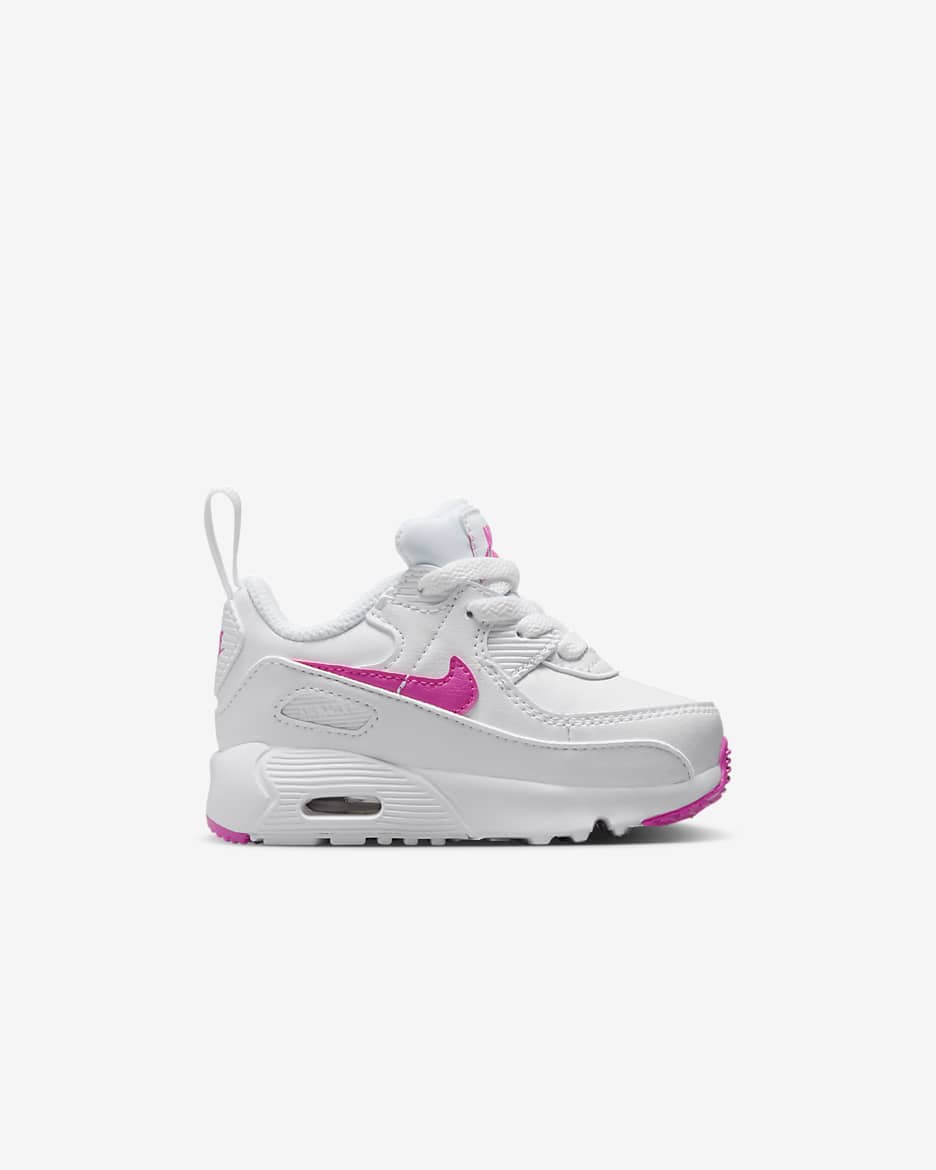 Buty dla niemowląt i maluchów Nike Air Max 90 EasyOn - Biel/Laser Fuchsia