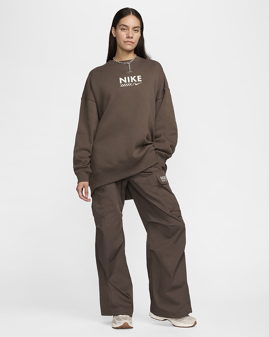 Nike Sportswear extragroßes Fleece-Sweatshirt mit Rundhalsausschnitt für Damen - Ironstone