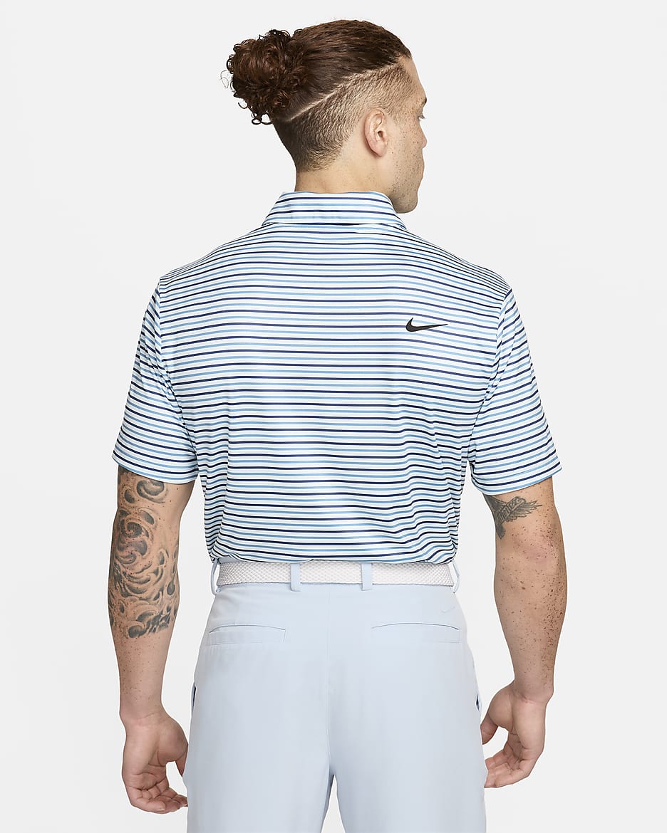 Polo de golf a rayas Dri-FIT para hombre Nike Tour - Azul glacial/Negro