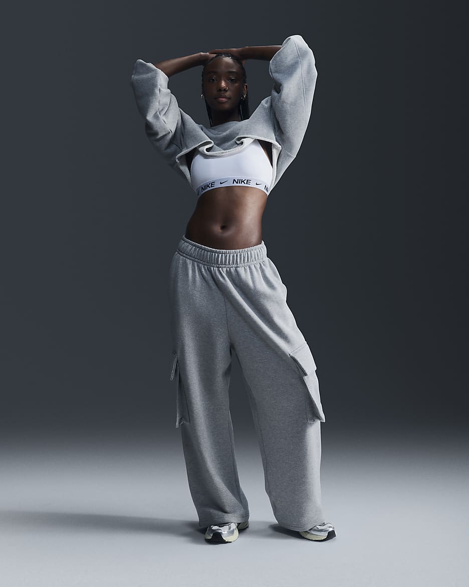 Brassière de sport réglable rembourrée à maintien léger Nike Indy pour femme - Blanc/Noir