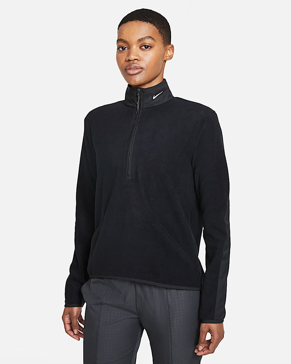 Parte superior de golf de medio cierre y manga larga para mujer Nike Therma-FIT Victory - Negro/Negro/Blanco