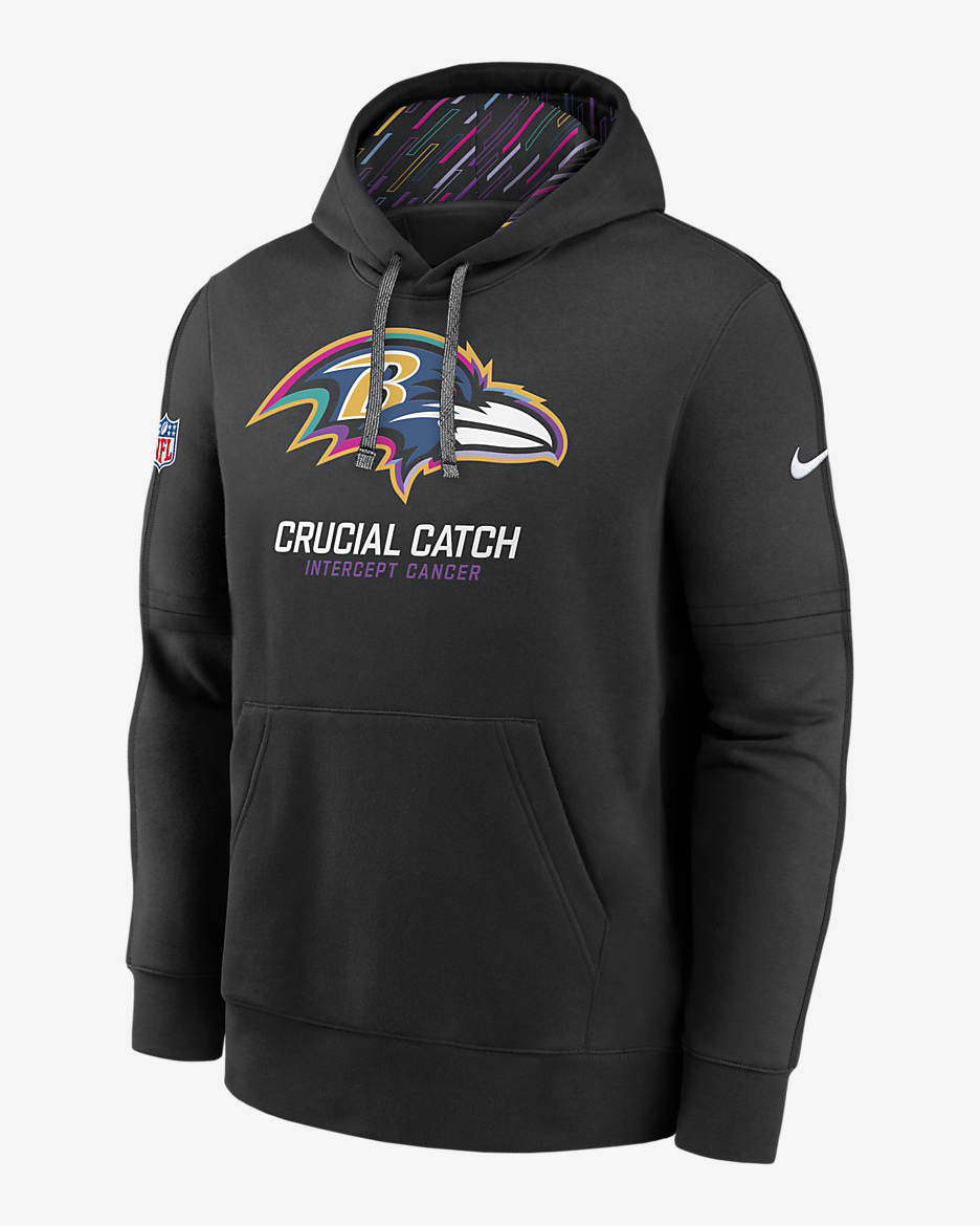 Sudadera con gorro sin cierre Nike de la NFL para hombre Baltimore Ravens Crucial Catch Club - Negro