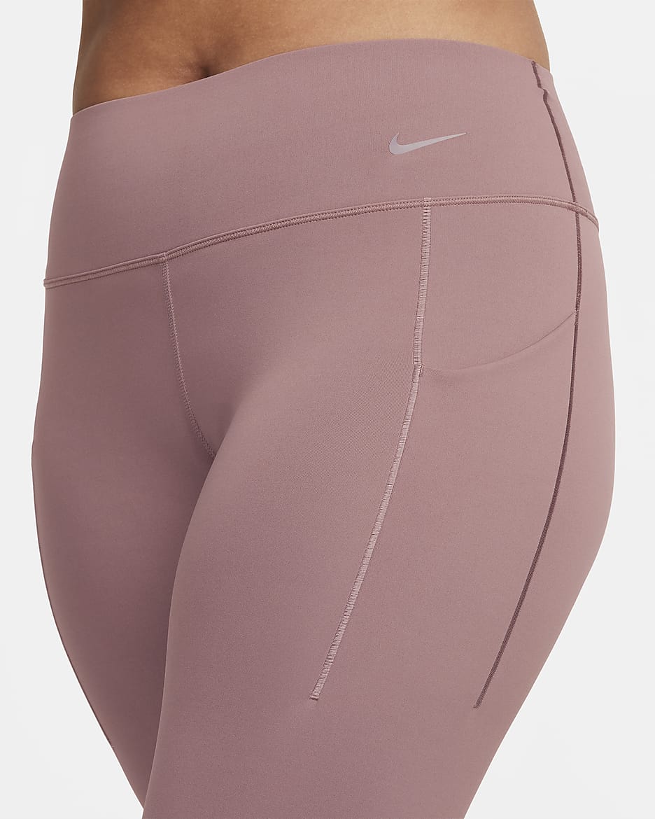 Nike Universa Women's Medium-Support Mid-Rise Full-Length Leggings with Pockets - Smokey Mauve/Black