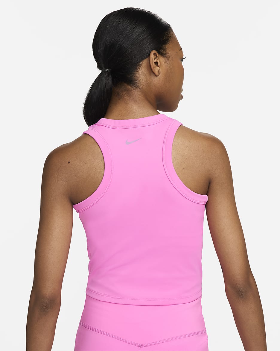 Camiseta de tirantes Dri-FIT cropped para mujer Nike One Fitted - Rosa alegre/Negro