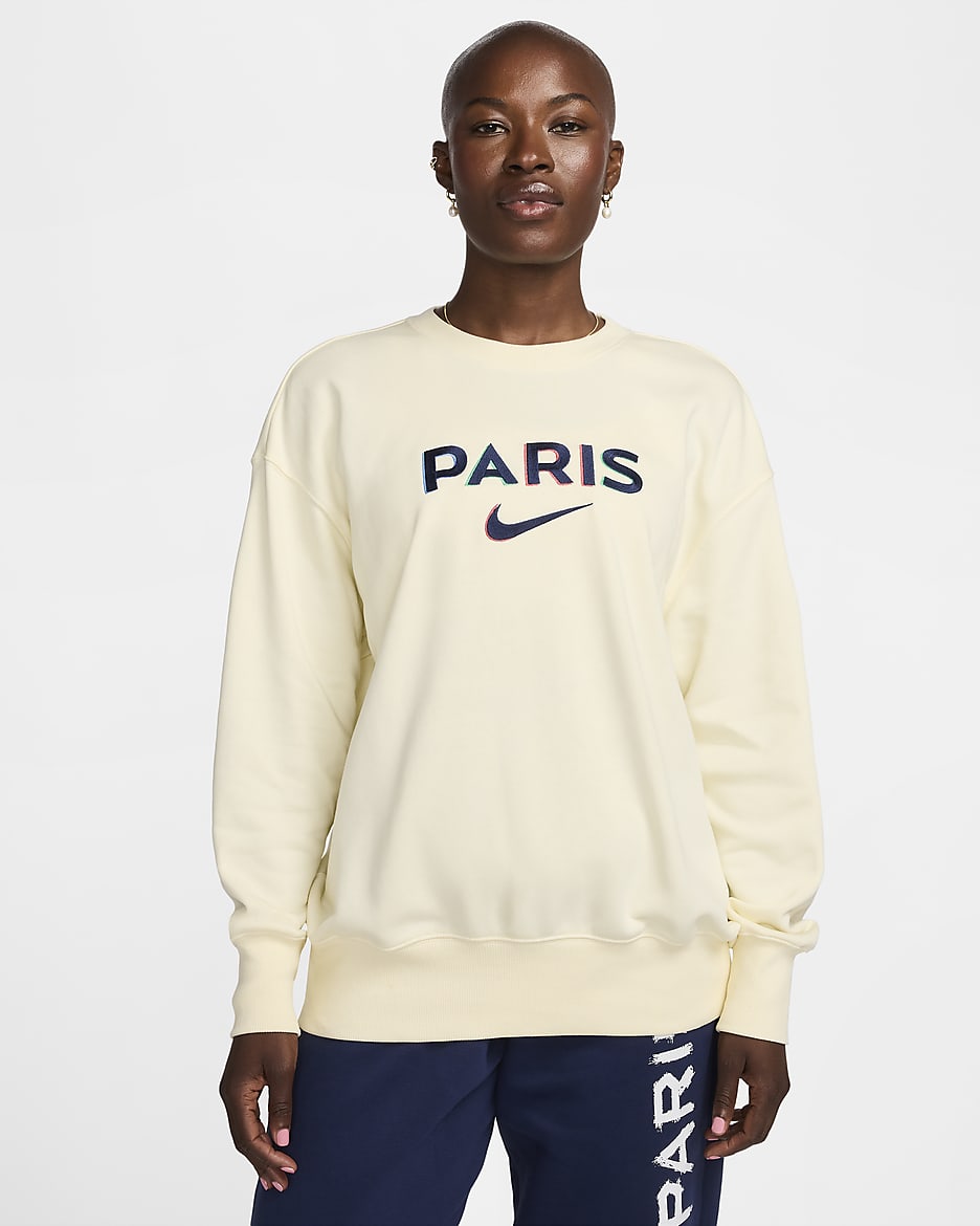 Paris Saint-Germain Phoenix Fleece Women's Nike Football Oversized Crew-Neck Sweatshirt - Coconut Milk