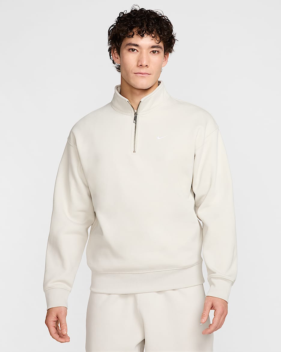 Nike Solo Swoosh Men's 1/4-Zip Top - Light Bone/White
