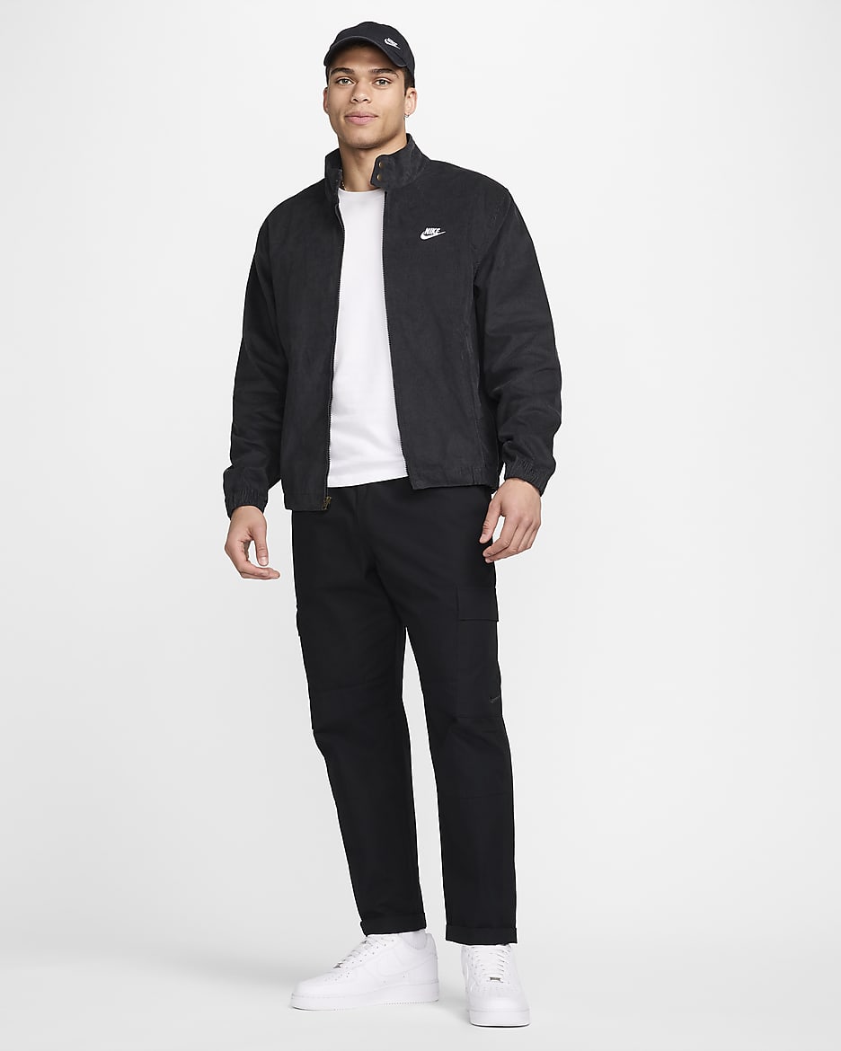 Nike Sportswear Club Men's Corduroy Harrington Jacket - Black/White