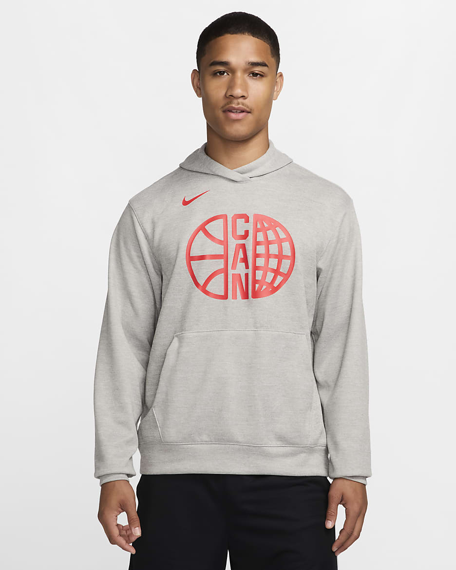 Sudadera con gorro de básquetbol Nike para hombre Canada Practice - Gris oscuro jaspeado/Rojo reto