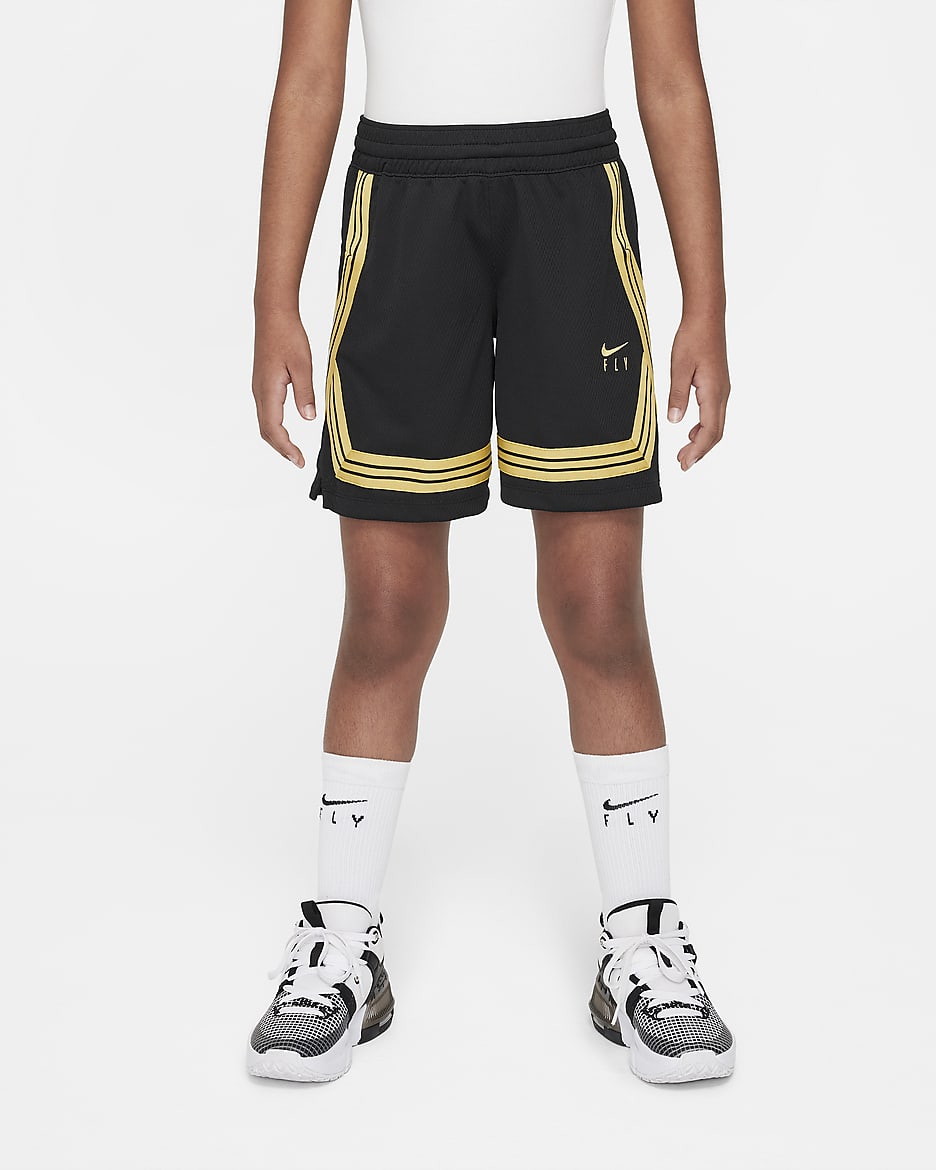 Shorts de básquetbol para niña talla grande Nike Fly Crossover - Negro/Oro infinito