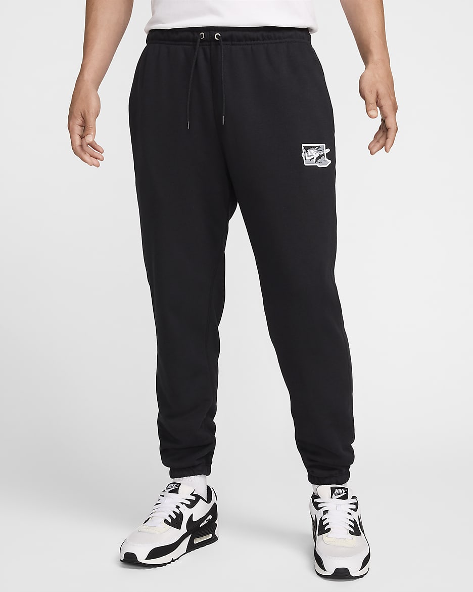 Nike Club Men's French Terry Cuff Pants - Black/White