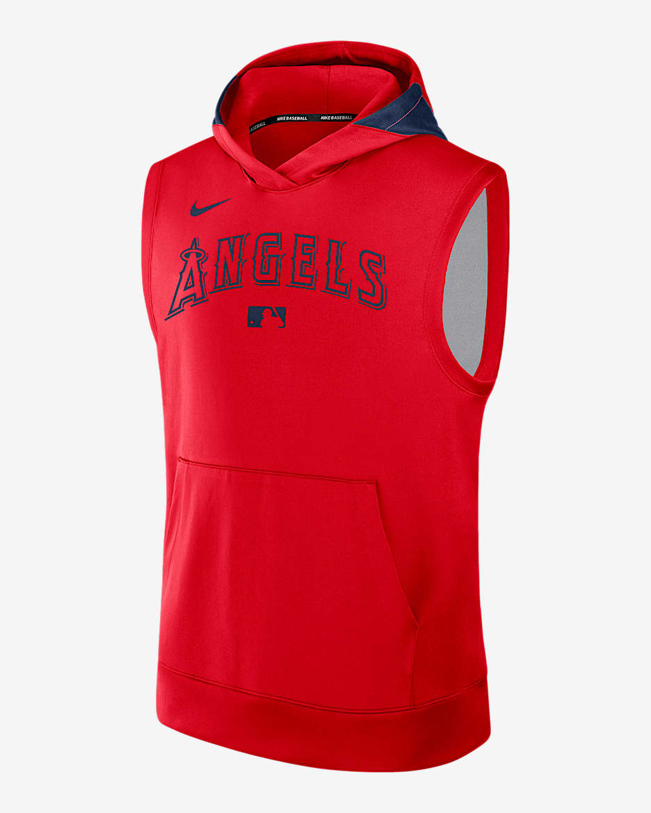 Sudadera con gorro sin cierre ni mangas Nike Dri-FIT de la MLB para hombre Los Angeles Angels Authentic Collection - Rojo