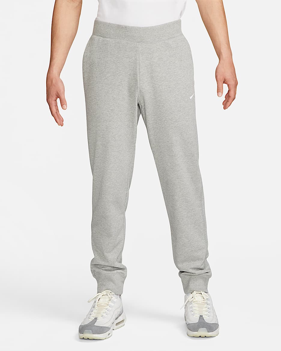 Nike French Terry Cuffed Pants - Dark Grey Heather/Medium Grey/White