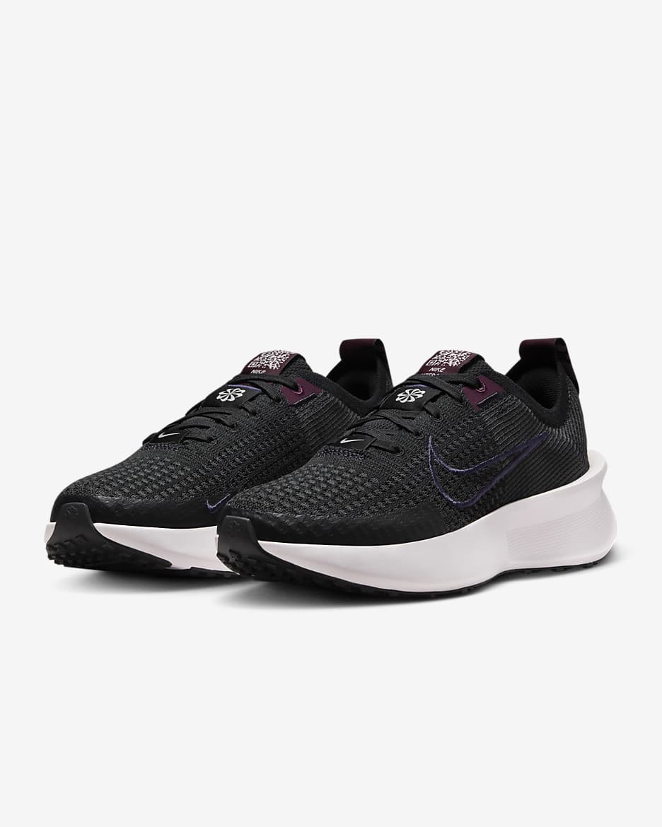 Nike Interact Run Women's Road Running Shoes - Black/Burgundy Crush/Pearl Pink/Purple Ink