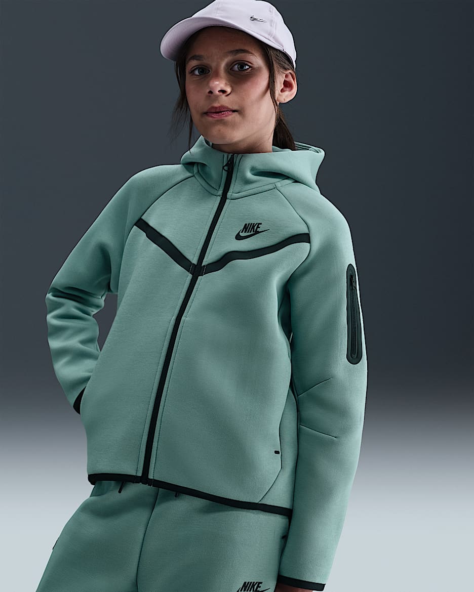 Nike Sportswear Tech Fleece-Hoodie mit durchgehendem Reißverschluss (Mädchen) - Cannon/Schwarz/Schwarz