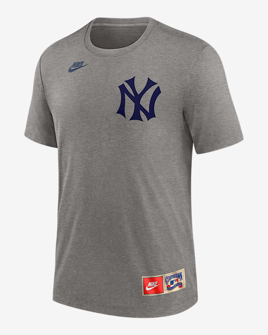 Playera Nike de la MLB para hombre Babe Ruth New York Yankees Cooperstown - Gris jaspeado