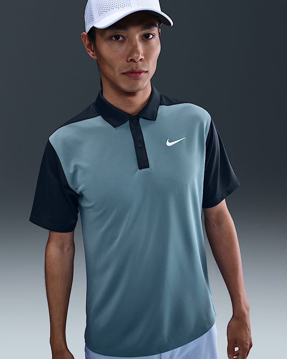 Nike Victory+ Men's Dri-FIT Golf Polo - Smoky Blue/Obsidian/White