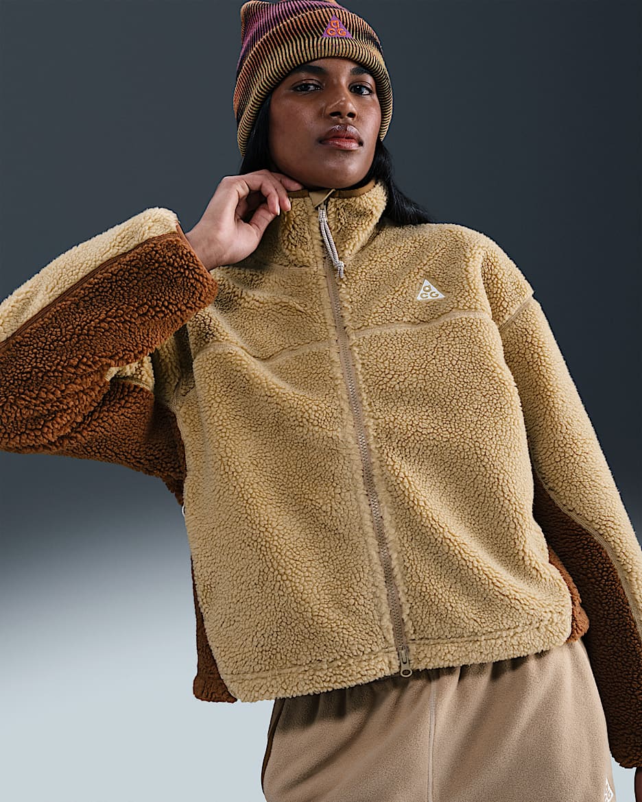 Nike ACG "Canwell Glacier" Women's Therma-FIT ADV Full-Zip Jacket - Parachute Beige/Mosswood Brown/Light Khaki/Summit White
