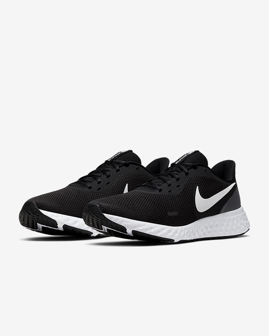 รองเท้าวิ่งโร้ดรันนิ่งผู้ชาย Nike Revolution 5 - ดำ/Anthracite/ขาว