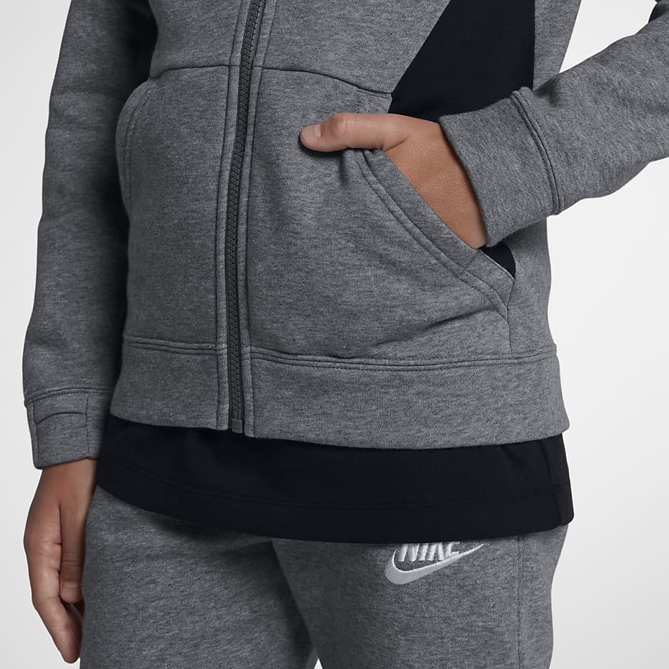 Nike Sportswear Older Kids' (Boys') Tracksuit - Carbon Heather/Black/White