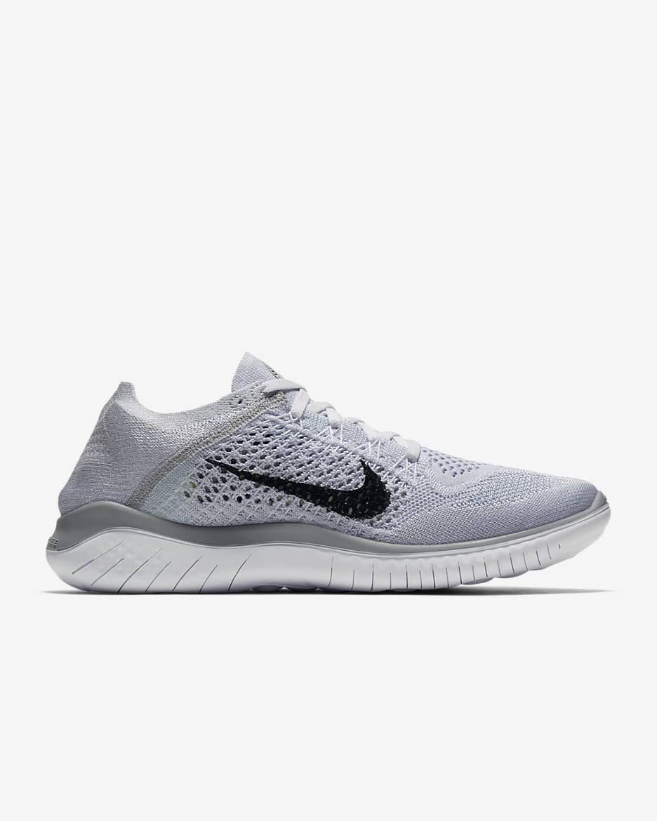 Nike Free Run Flyknit 2018 Women's Running Shoes - White/Pure Platinum/Black